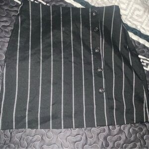 Black Striped Button-Front Skirt